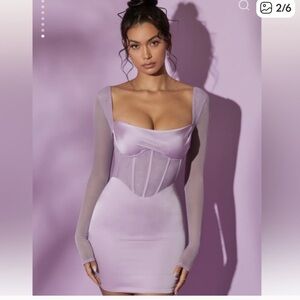 Oh Polly Lavender Long Sleeve Corset Dress